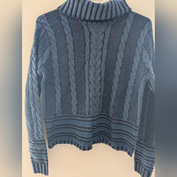 RVCA Blue Mate Check Turtleneck Cable Knit  Sweater Size S - Picture 2 of 6